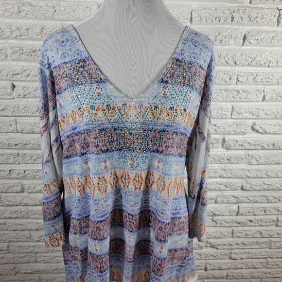 Reba Blue and Orange Patterned Tunic - Picture 2 of 9